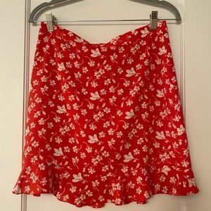 J.Crew Factory Red & White Floral Skirt